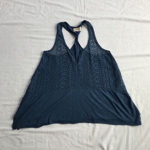 Hollister Crochet Blue Boho Twist Back Tank Small